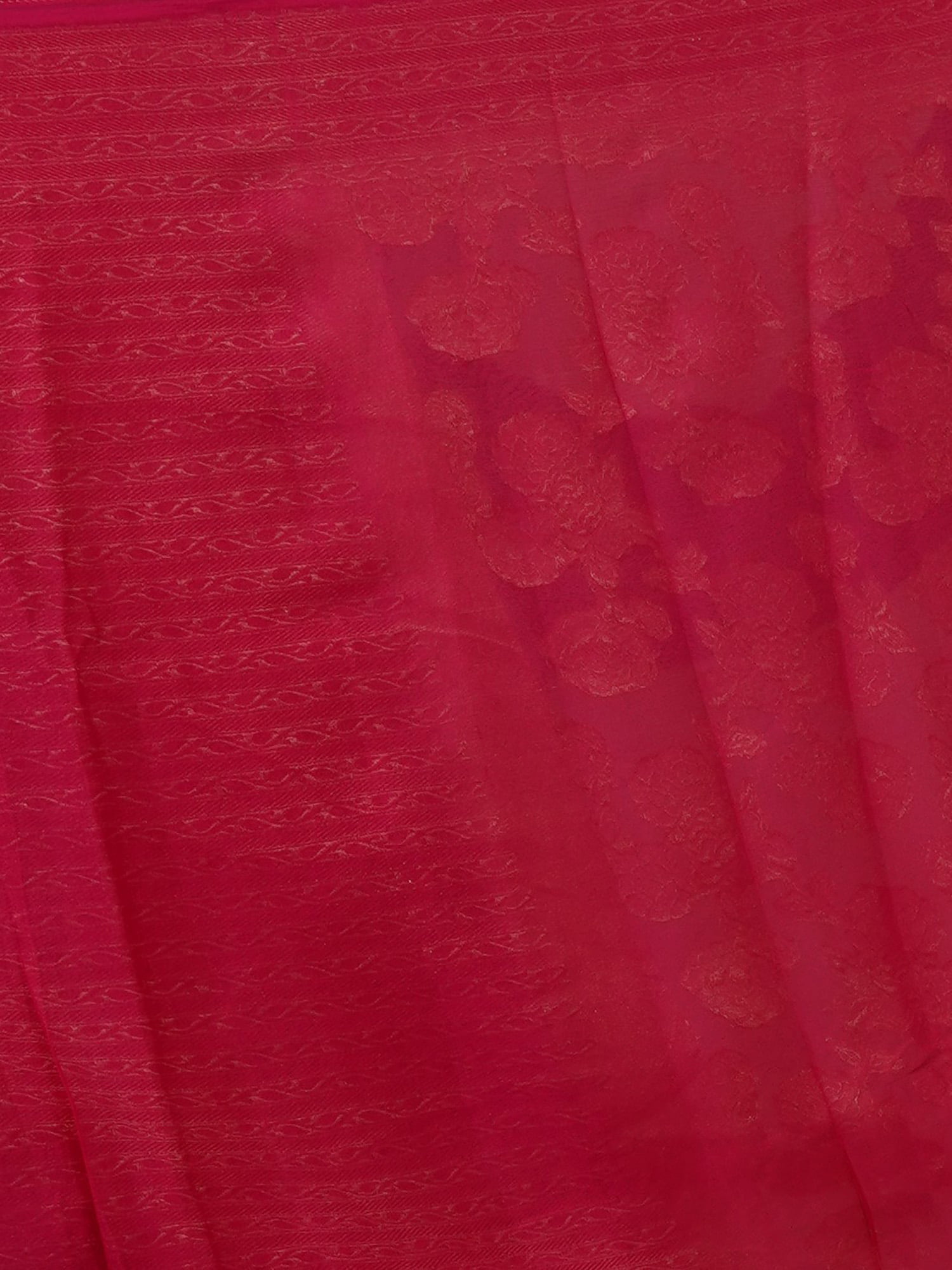 Gorgeous Neon Pink Georgette Saree With Khaddi Craft In Silver Zari